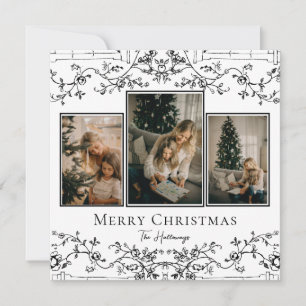 Cartes Pour Fêtes Annuelles Vins vintages Unique 3 Photo Holiday Card