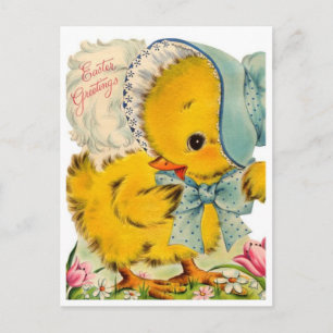 Cartes Pour Fêtes Annuelles Vintage 1940s Pâques salutations Baby Chick