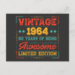 Cartes Pour Fêtes Annuelles Vintage 1964 Fait en 1964 60e anniversaire 60 ans