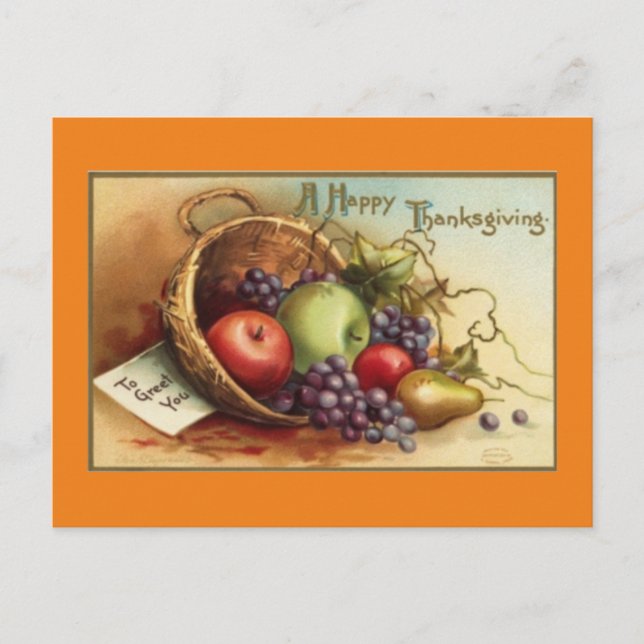 CARTES POUR FÊTES ANNUELLES VINTAGE A BON THANKSGIVING (Devant)