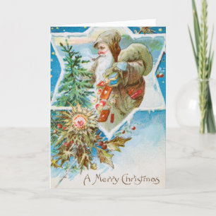 Cartes Pour Fêtes Annuelles Vintage A Joyeux Noël Vieux homme et vacances d'ar