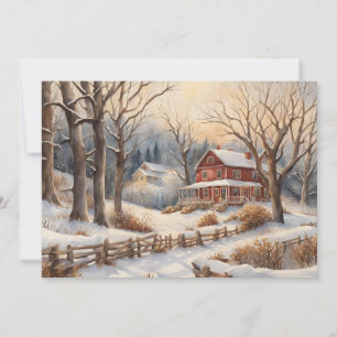 Cartes Pour Fêtes Annuelles Vintage Accueil Forêt de neige hiver Joyeux Noël