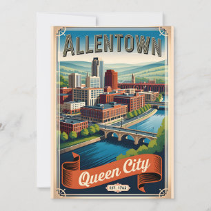 Cartes Pour Fêtes Annuelles Vintage Allentown Pennsylvanie Queen City Rétro