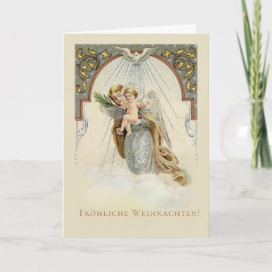 Cartes Pour Fêtes Annuelles Vintage Ange avec Jésus Noël allemand