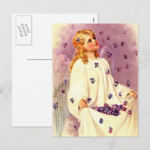 Cartes Pour Fêtes Annuelles Vintage Ange de prière Religieux Pâques