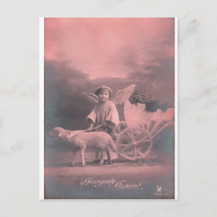 Cartes Pour Fêtes Annuelles Vintage *Ange et agneau de Pâques*
