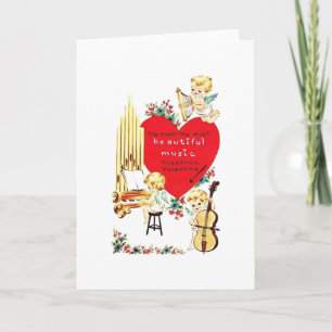 Cartes Pour Fêtes Annuelles Vintage Angel Musiciens Valentine's Day Card