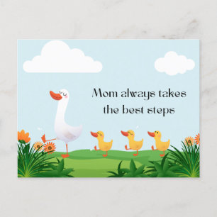 Cartes Pour Fêtes Annuelles vintage aquarelle mignonne canard mère avec ses en