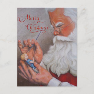Cartes Pour Fêtes Annuelles vintage aquarelle rouge père Noël avec jouet dans 