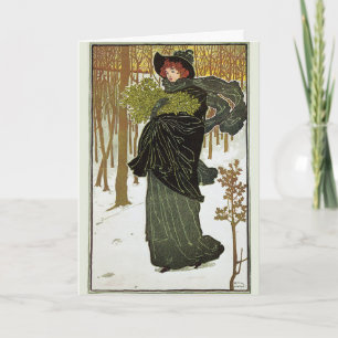 Cartes Pour Fêtes Annuelles Vintage Art Nouveau Fête Femme