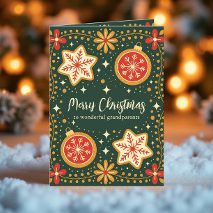 Cartes Pour Fêtes Annuelles Vintage Art populaire Cookies et ornements Noël
