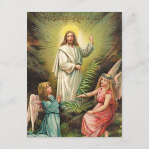Cartes Pour Fêtes Annuelles Vintage Art rétro polonais Pâques Wesołego Alleluj