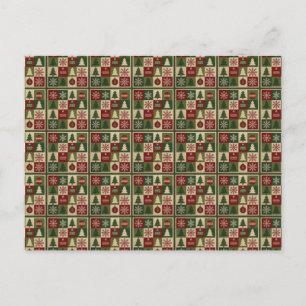 Cartes Pour Fêtes Annuelles Vintage, aspect patchwork piqué rustique de Noël