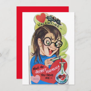 Cartes Pour Fêtes Annuelles Vintage Batty Valentine's Day Fille Nerd