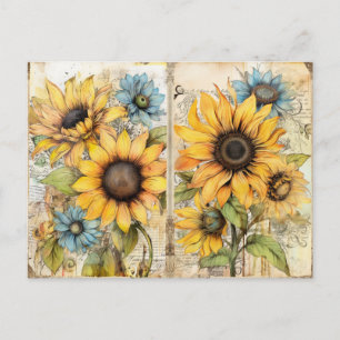 Cartes Pour Fêtes Annuelles Vintage. Beaux tournesols.
