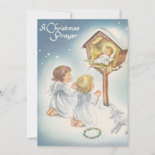 Cartes Pour Fêtes Annuelles Vintage bébé Jésus et Anges Noël