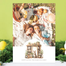 Vintage Beige Rustique Pâques Photo personnalisée