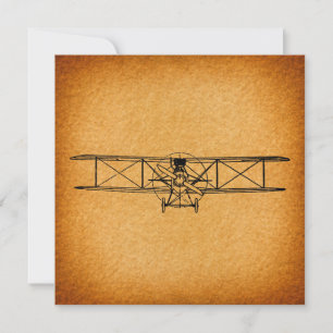Cartes Pour Fêtes Annuelles Vintage Biplane Antique avion Art de l'aviation