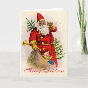 Cartes Pour Fêtes Annuelles Vintage Black Père Noël