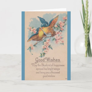 Cartes Pour Fêtes Annuelles Vintage - Bluebird de Bonheur et de Bons Voeux,
