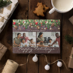 Cartes Pour Fêtes Annuelles Vintage Bois Joyeux Vacances 2 Photo