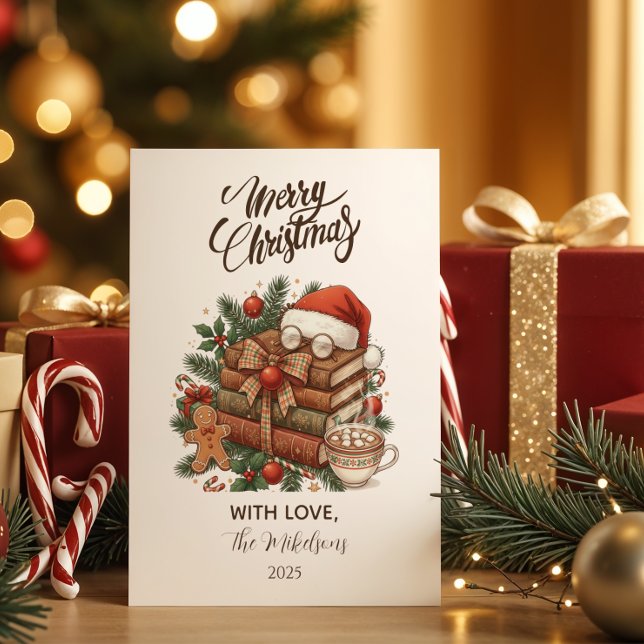Cartes Pour Fêtes Annuelles Vintage Book Lover Christmas (Créateur téléchargé)