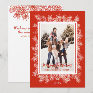 Cartes Pour Fêtes Annuelles Vintage botanique rouge photo Joyeux Noël