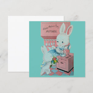 Cartes Pour Fêtes Annuelles Vintage Bunnies Bonne Mère Fête des Mères