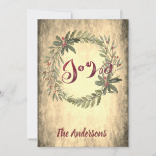 Cartes Pour Fêtes Annuelles Vintage calligraphie joie botanique couronne vacan