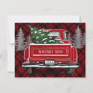 Cartes Pour Fêtes Annuelles Vintage Camion Rouge Entreprise Entreprise Plaid