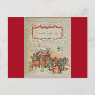 Cartes Pour Fêtes Annuelles Vintage Carrières De Noël Avec Acheteurs