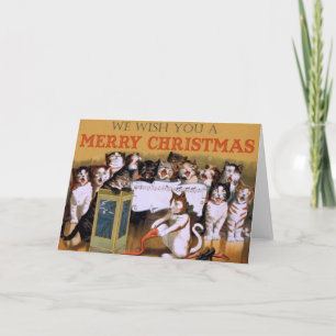 Cartes Pour Fêtes Annuelles Vintage Cat's Merry Christmas Greetings Card
