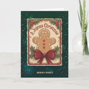 Cartes Pour Fêtes Annuelles Vintage Cerf Douce Flocons de Neige Vert