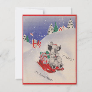Cartes Pour Fêtes Annuelles Vintage Cheerio C'est le chien de traîneau de Noël