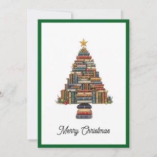 Cartes Pour Fêtes Annuelles Vintage Chic Arbre De Noël Fun Fait De Livres