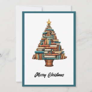 Cartes Pour Fêtes Annuelles Vintage Chic Arbre De Noël Fun Fait De Livres