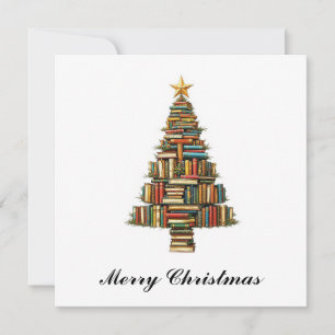 Cartes Pour Fêtes Annuelles Vintage Chic Fun Books Lover Flat Holiday Card