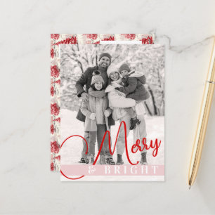 Cartes Pour Fêtes Annuelles Vintage Chic Red & Pink Arbres de Noël Une photo