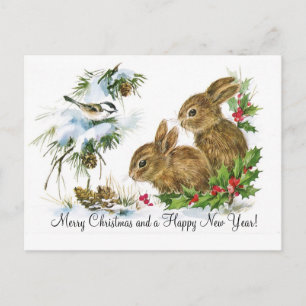 Cartes Pour Fêtes Annuelles Vintage Christmas Bunnies