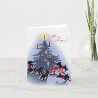 Cartes Pour Fêtes Annuelles Vintage Christmas Card, Scottie Dogs