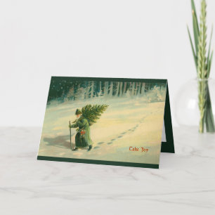 Cartes Pour Fêtes Annuelles Vintage Christmas card & vintage verse "Take Joy"