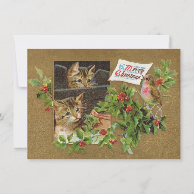 Cartes Pour Fêtes Annuelles Vintage Christmas Cats (Devant)