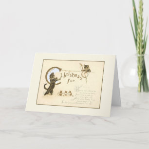 Cartes Pour Fêtes Annuelles Vintage Christmas Cats and Mice Grey Card