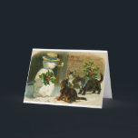 Cartes Pour Fêtes Annuelles Vintage Christmas Cats et Snowman Greeting Card<br><div class="desc">Vintage / Victorian / Rétro Christmas card. Snowman de Cats curious about ! Merry Christmas !</div>