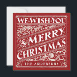 CARTES POUR FÊTES ANNUELLES VINTAGE CHRISTMAS CHALKBOARD PHOTO CARD<br><div class="desc">WE WISH YOU MERRY CHRISTMAS: Bright and cheerful whimsical SQUARE chalkboard style Christmas flat photo card with retro red and white typography, and fancy decorative swirls in art nouveau style. Personalize this decorative holiday photo greeting card with your family name and add your favorite holiday family picture. Contemporary, classic, modern...</div>