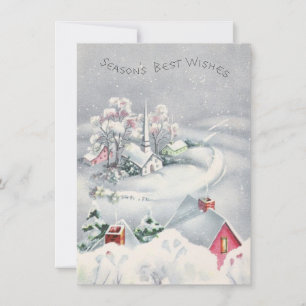 Cartes Pour Fêtes Annuelles Vintage Christmas Church scène d'hiver