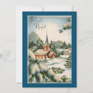 Cartes Pour Fêtes Annuelles Vintage Christmas Church Silence Night Holiday Car