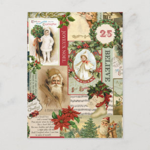 CARTES POUR FÊTES ANNUELLES VINTAGE CHRISTMAS COLLAGE