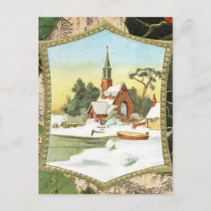 Cartes Pour Fêtes Annuelles Vintage Christmas Country Church