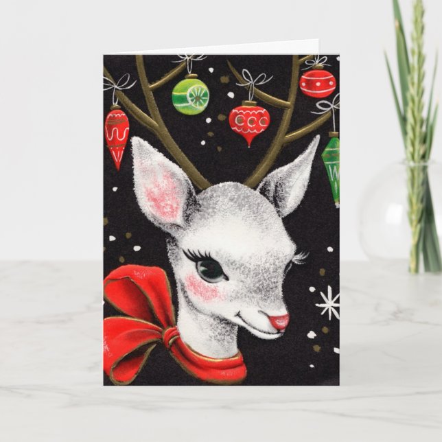 Cartes Pour Fêtes Annuelles Vintage Christmas Deer (Devant)